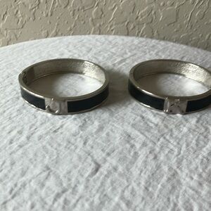 Black & Silver tone stretch bracelets- “J” & “K” initials- set of 2